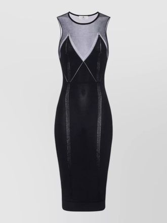 Elisabetta Franchi v-neck sheer knit knee-length dress