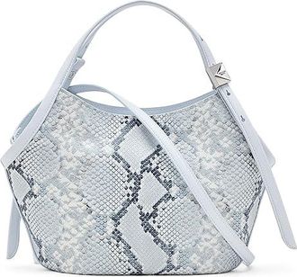 Kate Spade New York Deco Snake Embossed Leather Small Tulip Tote Cross Body Handbags Pale Sapphirine