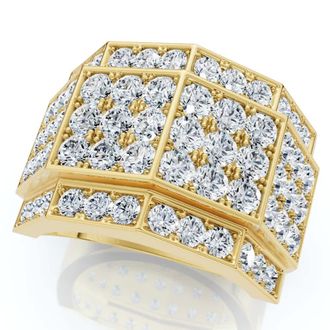 Pompeii3 3 Ct Diamond Mens Multi-Cluster Wide Ring in White or Yellow Gold