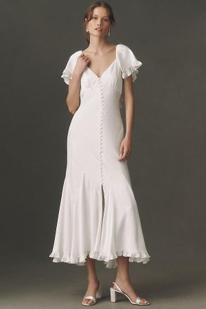 BHLDN Satin Cape Maxi Dress