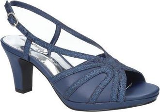 Easy Street Nell Sandal in Navy Satin at Nordstrom, Size 7.5