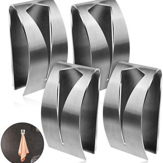 OEM Juego De 4 Resistentes Soportes Autoadhesivos De Acero Inoxidable Para Toallas De Cocina Y Ganchos Autoadhesivos Para Ba&ntilde;o - Crezuo