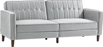 HOMCOM Sof&aacute; Cama de 3 Plazas Sof&aacute; Cama Convertible Tapizado en Terciopelo con Respaldo Reclinable Asientos Acolchados y Patas de Madera 189x80,5x78,5 cm