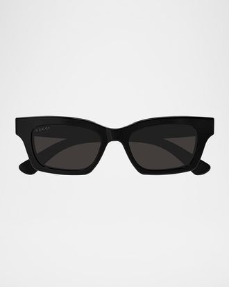Gucci Logo Rectangular Cat-Eye Sunglasses