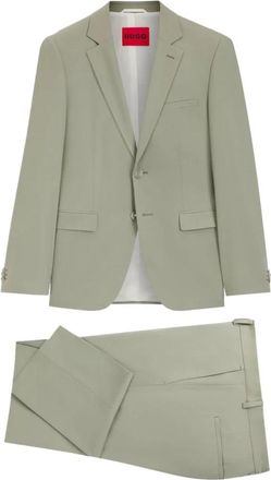HUGO BOSS Tweedelig slim-fit pak van wolmix poplin - Heren - Business pakken - Groen - L - Wol - Kostuums