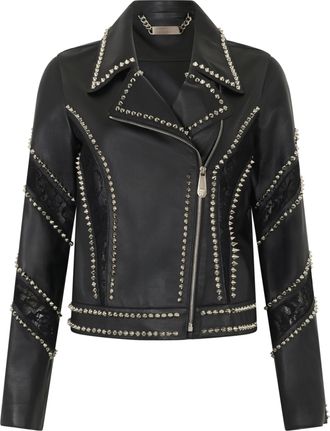 Philipp Plein Biker Jacket With Lace Inserts
