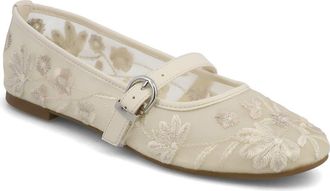 Mia Bluet Embroidered Mesh Mary Jane Flat in Ivory/White at Nordstrom Rack, Size 7.5