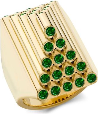 Pragnell 18kt yellow gold Pyramid Sculptural emerald cocktail ring - women - 18kt Yellow Gold/Emerald - N