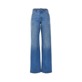 Gucci D&eacute;lav&eacute; cotton denim jeans Woman 25