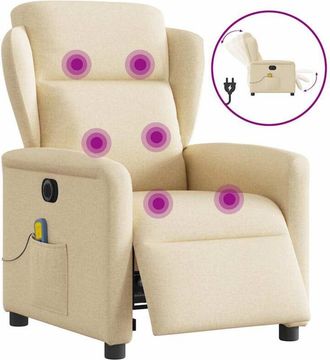 vidaXL Sill&oacute;n Reclinable De Masaje El&eacute;ctrico Tela Color Crema Vidaxl