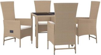 vidaXL Set Comedor De Jard&iacute;n 5 Pzas Con Cojines Rat&aacute;n Sint&eacute;tico Beige Vidaxl