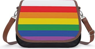 Generic Rainbow Stipe LGBTQ Flag Small Womens Crossbody Bags Shoulder Handbag with Adjustable Strap for Travel