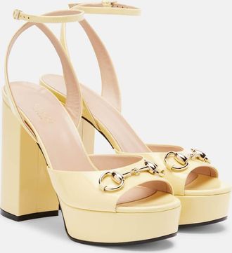 Gucci Lady Horsebit 85 patent leather platform sandals