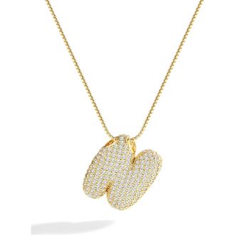 Mint & Lily Pave Bubble Initial Necklace in 18K Gold /Letter N at Nordstrom