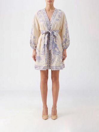 Zimmermann Floral-Print Linen Mini Tunic with Balloon Sleeves