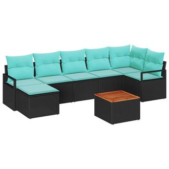 vidaXL Conjunto De Sof&aacute;s De Jard&iacute;n 8 Pcs Negro Rat&aacute;n Sint&eacute;tico Vidaxl