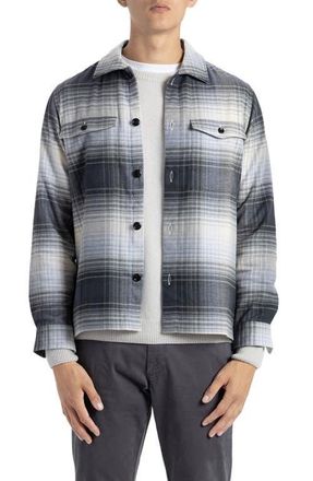 Soft Cloth Melrose Plaid Flannel Shirt Jacket in Grey Heather Shadow Plaid at Nordstrom, Size X-Large