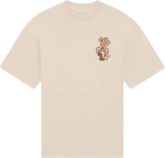 Dr&ocirc;le de Monsieur T-Shirts, male, Beige, Size: L D Hibiscus Brod&eacute;e T-shirt