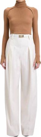 Victoria Beckham Fresh Wool High Waisted Cinched Trouser In Ivory