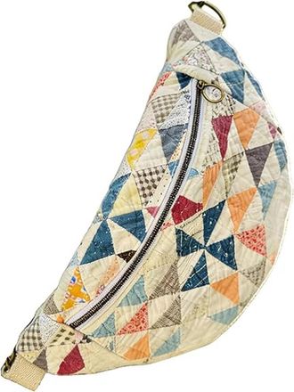 Generic Vintage-Inspired Patchwork Quilted Sling Bag,Quilted Crossbody Lightweight Sling Bag for Daily Travel Work ( E)
