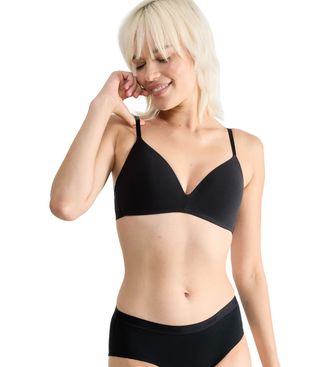 sloggi B&uuml;gelloser BH SLOGGI GO Casual, Damen, Gr. XXL, N-Gr, schwarz, Single Jersey, Obermaterial: 52% Baumwolle, 36% Polyester, 12% Elasthan, unifarben, BHs