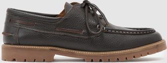 Reiss Dark Brown Leather Chunky-sole Boat Shoes, 645