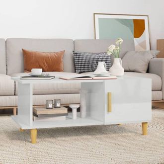 vidaXL Tavolino da Salotto Bianco Lucido 90x50x40 cm Legno Multistrato - Vidaxl