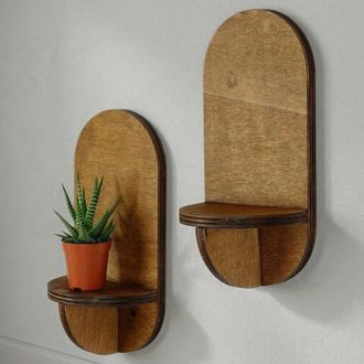 Dmora Estante Buccheri, 2 Niveles, Set De 2, Tono Estructura Natural, 13x9x26h Cm Marr&oacute;n Natural
