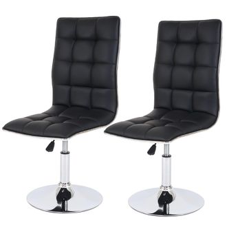 Hhg Nunca Usado] Juego De 2 Sillas De Comedor Hhg 834, Silla De Cocina, Regulable En Altura, Giratoria, Cuero Sint&eacute;tico Con Certificaci&oacute;n Mvg, Negro