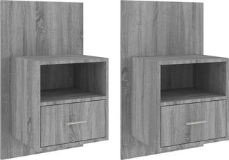 vidaXL Mesita de noche de pared 2 unidades color gris Sonoma Vidaxl