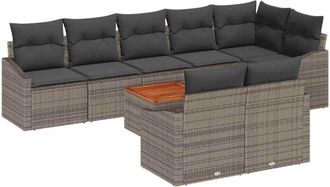 vidaXL Conjunto De Sof&aacute; De Jard&iacute;n 9 Pcs Gris Vidaxl