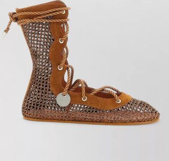 Kiko Kostadinov reticella ankle boots mesh suede metallic
