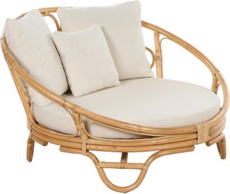 Beliani Cama De Exterior De Rat&aacute;n Cojines Beige Natural Rossano
