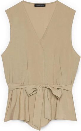 Fiorella Rubino Modal Gilet met Riem - Dames - Tops zonder mouwen - Beige - L - Leer - Tops