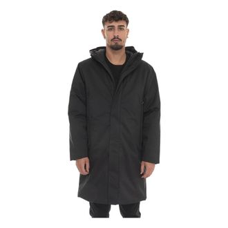 Emporio Armani Parkas, male, Black, Size: 3XL Tech Zip Hooded Jacket with Pockets