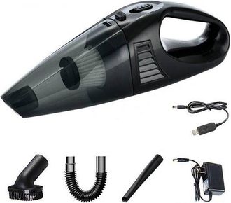 OEM Aspiradora Port&aacute;til Inal&aacute;mbrica Para Coche - Mini Aspiradora Recargable Port&aacute;til Para Coche - Negra - 3 Accesorios - 3300 Pa