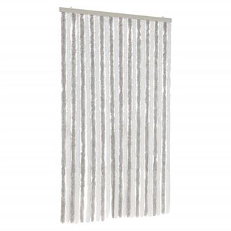 vidaXL Vidaxl - Cortina Antimoscas Chenilla Gris Claro Y Blanco 100x200 Cm