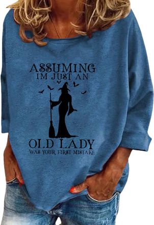 Generic Womens Halloween Some Days You Have To Put On The Hat Casual Sweatshirt Graphic Sweatshirt Women Medium Shirt (Blue, XL)