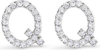 House of Brilliance 10K Gold 1/10 Cttw Diamond Initial A to Z Stud Earring in White Gold | Q at Nordstrom