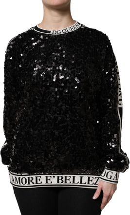 Dolce & Gabbana Womens Sequin Embellished Pullover Sweater - Black - Size EU 40 (Womens)