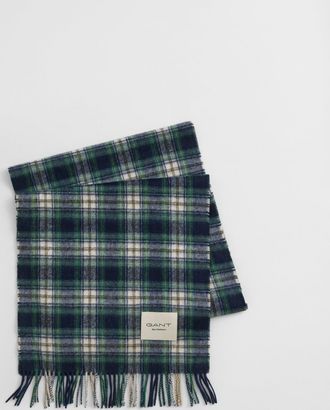 GANT Men Tartan Cashmere Blend Scarf (ONE SIZE) EVENING BLUE