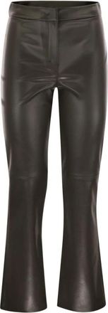 Max Mara 5-Pocket Broek - Dames - Wijde Broeken - Bruin - L - Leer - Broeken