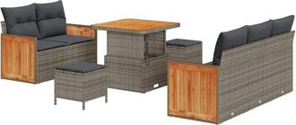 vidaXL Vidaxl - Conjunto De Sof&aacute; De Jard&iacute;n Con Coj&iacute;n 8 Pcs Gris Polirat&aacute;n