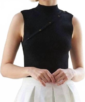 Flying Tomato Snap Closure Sleeveless Sweater In Black