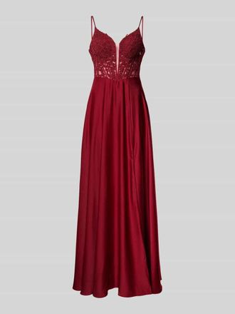 Mascara Abendkleid mit H&auml;kelspitze in Dunkelrot, Gr&ouml;&szlig;e 36
