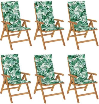 vidaXL Sillas De Jard&iacute;n Reclinables Y Cojines 6 Uds Madera Maciza Teca Vidaxl