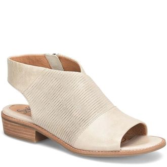 S&ouml;fft Natalia SF0041915 Flat Sandal Women Ivory Side Zip Peep Toe HTAT1629