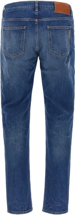Dolce & Gabbana Logo-Embroidered Cotton Denim Jeans - Blue