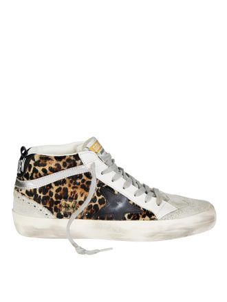 Golden Goose High-Top Sneakers with Bold Leopard Print