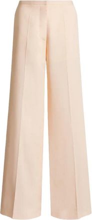 Alberta Ferretti High-Waisted Wide-Leg Pants with Subtle Sheen and Pleated Detailing